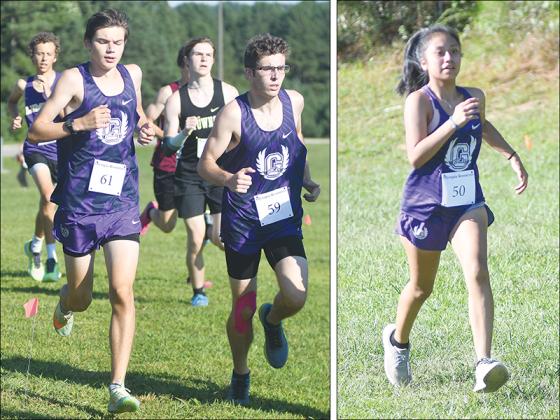 From left, are Gilmer High cross-country runners Talyn Mesner, Michael Little and Amalia Raymundo-Lopez. All three ran at last week’s region race and helped their respective teams finish sixth.