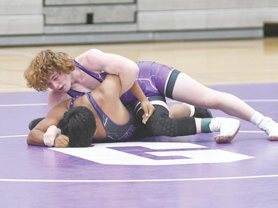 Bregan Berry earned a much-needed pin for Gilmer High versus Heritage last Saturday, and the win improved the Bobcats’ record to 17-3.