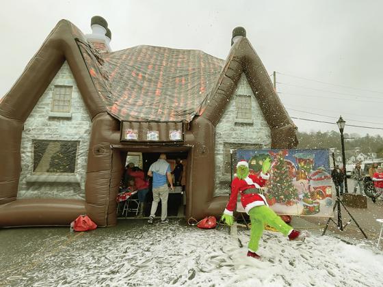 The Grinch was on hand to greet families