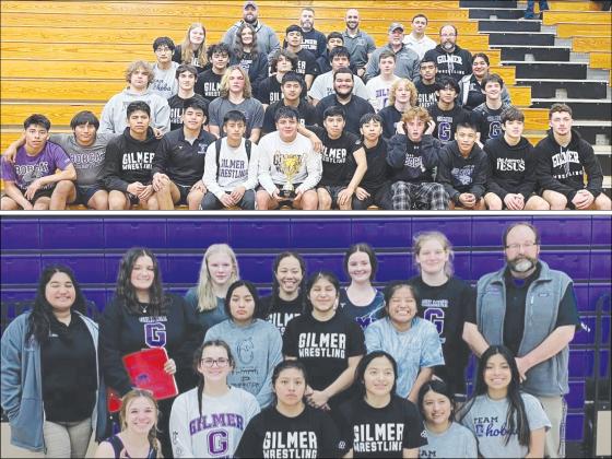 At top and above are Gilmer High wrestlers and coaches following their respective area duals championships. The girls won their title last Friday in Hiram while the Bobcats took first place the following day in White County.are Gilmer High wrestlers and coaches following their respective area duals championships. The girls won their title last Friday in Hiram while the Bobcats took first place the following day in White County.