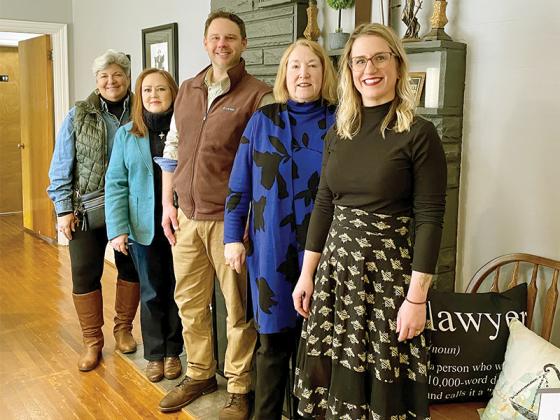 Pictured, after a recent closing for property that will be used for upcoming Habitat For Humanity (HFH) home builds in Gilmer County, are Fannin-Gilmer HFH representatives, the chapter’s attorney and a local property owner who donated the land. From left, Karleen Ferguson (Fannin-Gilmer HFH board vice-president), Laura Ray (attorney), Chris Hall (Fannin-Gilmer HFH director), Mitzi Miller (donating property) and Addie Vaughn (legal assistant).