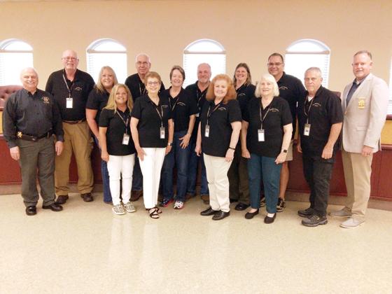 Citizens’ Law Enforcement Academy graduates are pictured with program manager Lt. George Ellis, left, and Sheriff Stacy Nicholson, right. Pictured, from left: Ellis, Steve Hanline, Tracy Trees, Tracy Bennett, Chuck Prater, Ann McClannahan, Miriam Niemira, Larry Kirchmayer, Chris Graubard, Brittany Fountain, Linda Womack, Doug Vanderlip, Jim Graubard and Sheriff Nicholson. Not pictured: Claudia Penland. 
