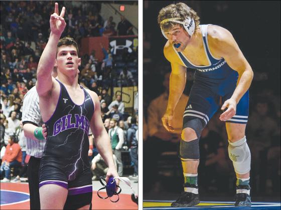 From left are Gilmer High alumni Caleb Waddell and Matthew Waddell, who are set to run the school’s Homegrown Wrestling Camp next week.