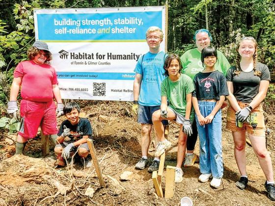 Members of a youth group from Pleasant Hill Presbyterian Church in Duluth recently helped put up signage at a lot on Roberts Ridge Road that’s currently being developed for a Habitat for Humanity home. The youth group was hosted by the North Georgia Mission Lodge in Fannin County, a group that works with the Fannin-Gilmer County Habitat chapter. 