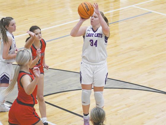 Gilmer High’s Lucy Ray shoots a jump shot last season and is one of the program’s rising seniors.