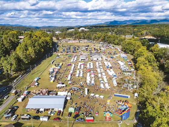 The Lions Club Fairgrounds looks like a city unto itself in this overhead view of the 52nd annual Georgia Apple Festival. (Photo by Gilmer Chamber, Robert Ferguson)
