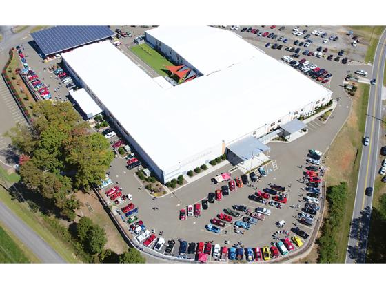 The overhead view of last year’s Apple Classic Car Show at Victory Christian Center.  The Apple Country Classic Auto Club’s car show returns to the same location Saturday, Oct. 14. (Photo by Robert Ferguson)