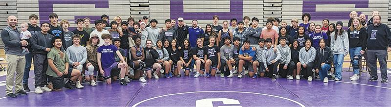 Above are Gilmer High School wrestlers and coaches following last Thursday’s annual alumni night.