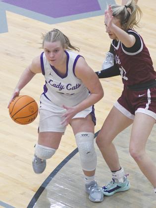 Gilmer High senior Lucy Ray scored 16 points  versus Dawson County in her final game for the Lady Cats last Tuesday. 