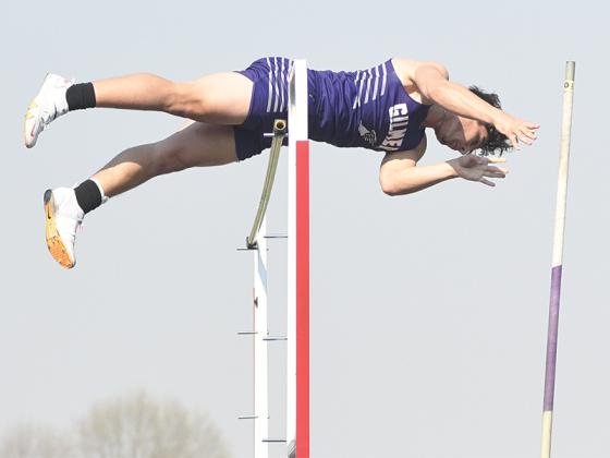Gilmer High senior Aspen Hataway was the No. 1 boys pole vaulter last Tuesday.