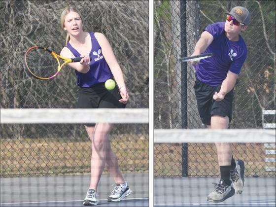 From left are, Gilmer High’s Lyla Engle and Nathan Hall. Engle will return to the court for the Lady Cats next season, while Hall wrapped up his Bobcat career at the region tournament.