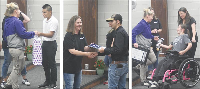 Above are Gilmer High graduating seniors who completed the Life Skills Transition Program. From left, are Daniel Vicente, Isaiah Patterson and Molly Johnson.