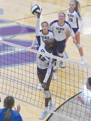 Gilmer High’s Kiana Jones (12) had four kills in the Lady Cats’ win over Ridgeland last Thursday.