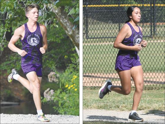 Above are Gilmer’s Dawson Richard and Salma Gonzales during last Thursday’s Run to the Hills 5K. Richard won the boys race, and Gonzalez was the girls runner-up.