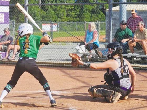 Clear Creek eighth-grade catcher Brenlee Daniel has been an asset for the Lady Cats offensively and defensively this season.