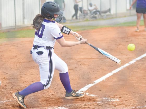 Gilmer High School senior Gracie Morrow drives in two runs versus Ridgeland last Thursday.
