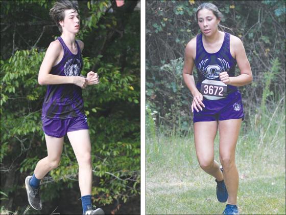 From left are Gilmer’s Seth Turner and Morgan Palmeri who were the Bobcats and Lady Cats top finishers last Tuesday.