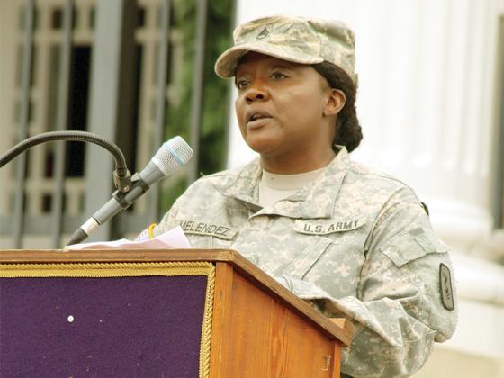 Veterans Day keynote speaker Niki Melendez was deployed during the War on Terror, and received a battlefield promotion to staff sergeant before leaving the U.S. Army in 2015. Her husband Sam Melendez was an Army Ranger during the war; the couple are still involved with the Shelter Dogs for Veterans organization in Talking Rock. 