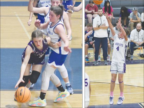Lady Cat Lola Howard (above) scored seven points last Monday, and fellow eighth grader Noah Rice (right) totaled 23 for the Bobcats.