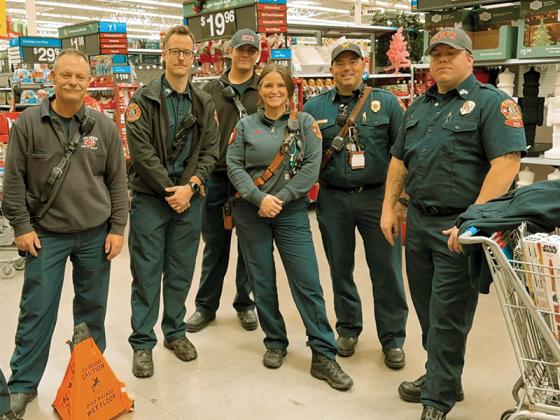 Firefighters taking part in the Ellijay/Gilmer County Firefighters for Kids Christmas shopping effort at Walmart are, from left, Capt. Chris Harrell, Sgt. Jon Henderson, Glenn Ballard, Sgt. Katherine Evans, Battalion Chief Terence Evans and Sgt. Tim Allison. (Contributed photos)