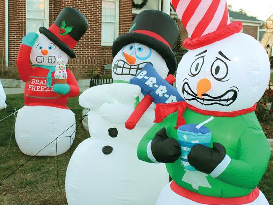 Even the snowmen along Broad Street during Light Up Ellijay were freezing with temps in the low 40s and high 30s last Friday afternoon.