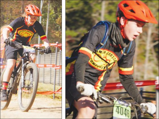 From left, Team Cartecay riders Micah Slemons and Justice Giet  press forward at the conference championship race.