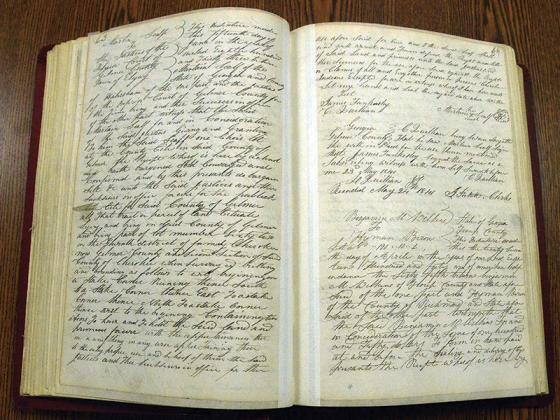 A deed book at the Gilmer County Courthouse shows the record of Martin Scalf’s donation of 10 acres for the creation of downtown Ellijay in 1833. The town was named the county seat the following year. 