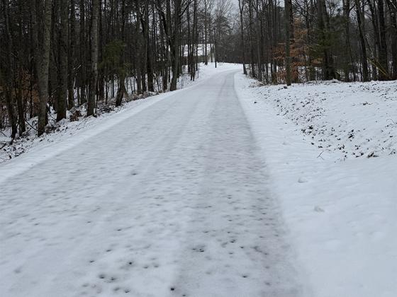 Snowy road by Lauren Sabia