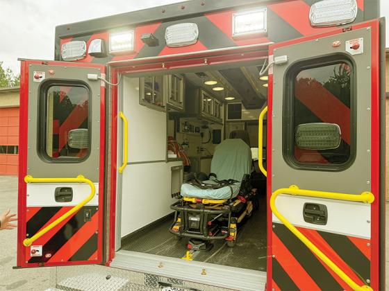 GCFR Battalion Chief Terence Evans shows the interior of their new ambulance.