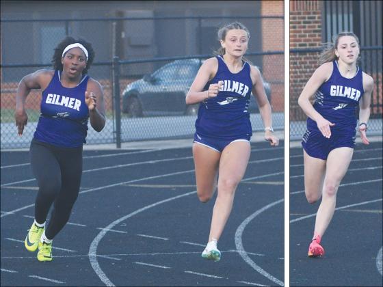 Lady Cats Amayah Jones, Kenzie Sewell and Aliza Chastain run the 200-meter dash and finished in first, second and third place, respectively.
