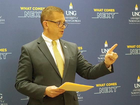 UNG President Michael Shannon presented a speech on the power of higher education and the reason behind the What Comes Next Hub.