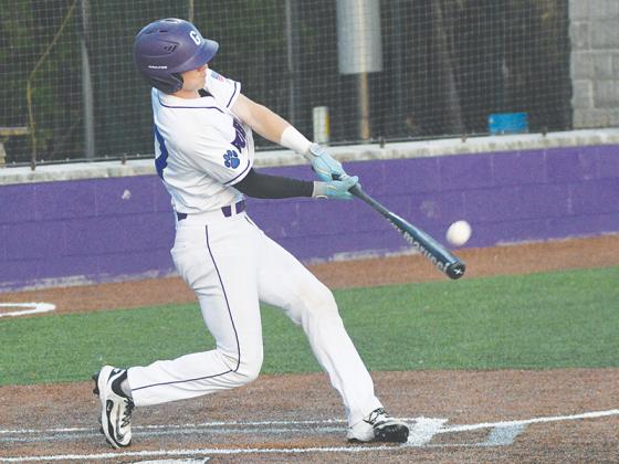 Hayden Berry connects for a three-run home run against Murray County last Tuesday.