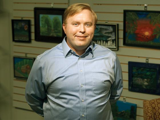 Brian Stahl in his Gilmer Arts exhibit titled “Autism Awareness.” 