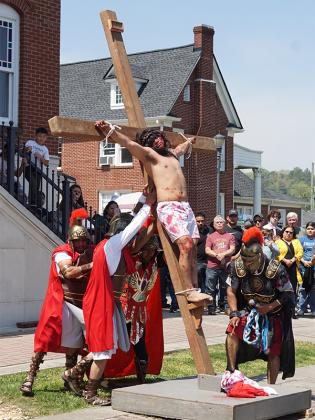 The Good Samaritan Catholic Church performed its live stations of the Cross on Good Friday, April 18. It took place in front of the Gilmer County Courthouse in downtown Ellijay from 2 to 3 p.m. (Lauren Sabia/Reporter)