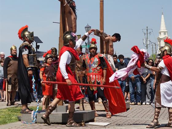 The Good Samaritan Catholic Church performed its live stations of the Cross on Good Friday, April 18. It took place in front of the Gilmer County Courthouse in downtown Ellijay from 2 to 3 p.m. (Lauren Sabia/Reporter)