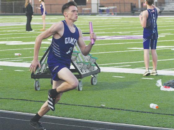 Gilmer’s Leeland Dantin helped the Bobcats finish third in the 4x400 relay at last Thursday’s Mountain Top Invitational.