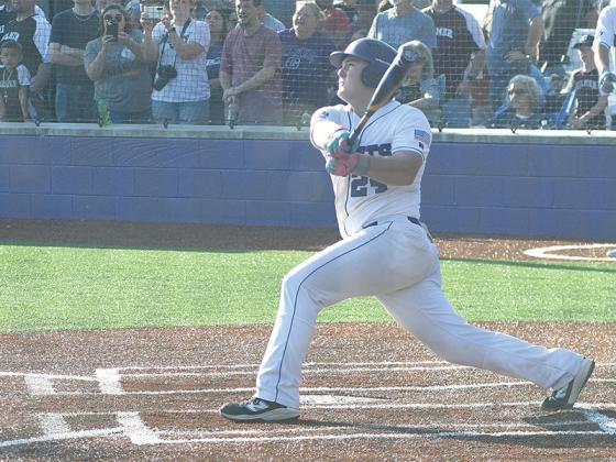 Gilmer’s Blake Grizzle got the Bobcats’ lone hit versus LaGrange in game one of the baseball state playoffs.