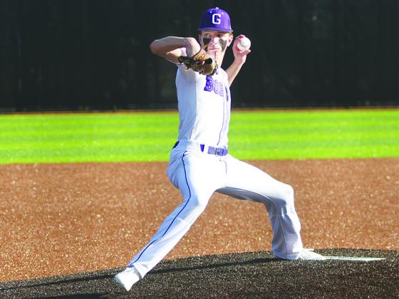 Gilmer senior C.J. Hatchett was the winning pitcher in game two versus Calhoun last Thursday. He tossed five innings and gave up an earned run in the  3-1 victory.