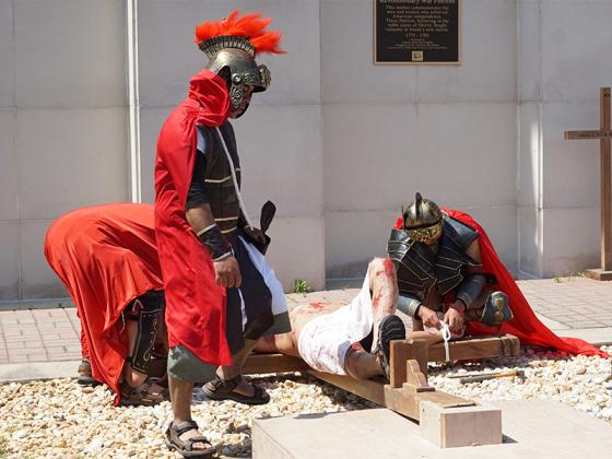 The Good Samaritan Catholic Church performed its live stations of the Cross on Good Friday, April 18. It took place in front of the Gilmer County Courthouse in downtown Ellijay from 2 to 3 p.m. (Lauren Sabia/Reporter)