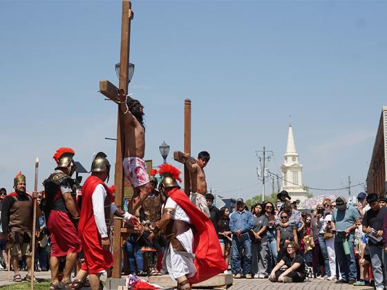 The Good Samaritan Catholic Church performed its live stations of the Cross on Good Friday, April 18. It took place in front of the Gilmer County Courthouse in downtown Ellijay from 2 to 3 p.m. (Lauren Sabia/Reporter)