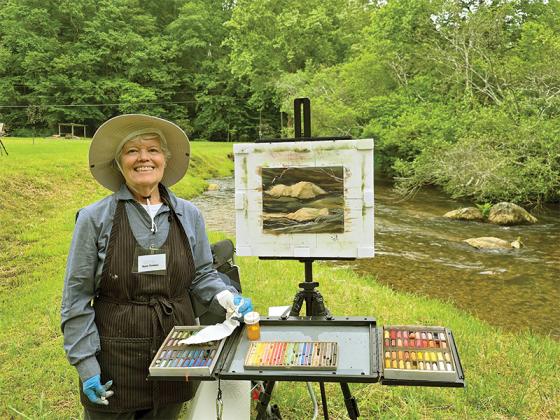 Gilmer Arts’ 11th annual Plein Air was a success, where 37 artists painted serene landscapes around the county, from May 15-18. Sunday morning, artists could participate in a Quick Draw competition at Hidden Valley, where they had just two hours to complete their piece, including long-time Plein Air participant Marti Trimble. (Courtesy of Randy Simpson)