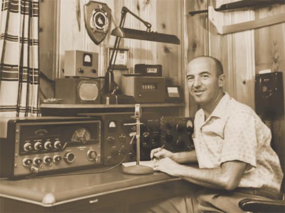 Jack Thomas operating a ham radio in his home in Arlington, Va. (Courtesy of Patti Thomas)