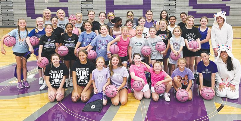 Gilmer High’s youth summer camps began last week with girls basketball (above) and boys and girls soccer (below). Basketball camp drew 30 participants while 87 showed up for soccer as both camps focused on fundamentals.