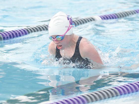 Kathryn Edelson competes in the breaststroke.