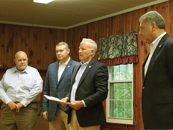 Rep. Steve Tarvin, Rep. Will Wade, Rep. Johnny Chastain and State Sen. Steve Gooch share stories from working with late House Speaker David Ralston and speak highly of his work for Georgia at Friday morning’s road dedication ceremony in East Ellijay. 