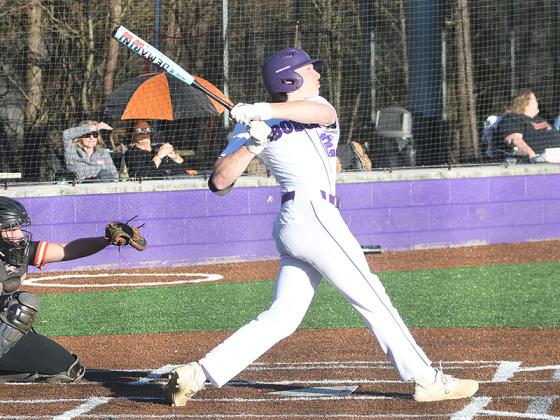 Noah Gutillo turns on an inside pitch for one of seven home runs his senior season at Gilmer High. Gutillo was a two-time all-region first-team selection and helped the program secure its first state playoff victory, as well as back-to-back trips to state. 