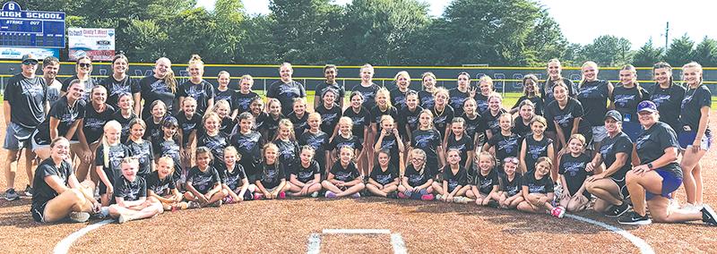 Fifty players were in attendance for the annual GHS youth softball camp. The fundamental camp experienced an influx of participants this summer as it typically drew around 35 players in previous years. (Contributed Photo)