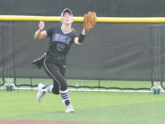 Senior Lily Fortune tracks down a fly ball and has provided a dependable glove in center field when not on the mound.