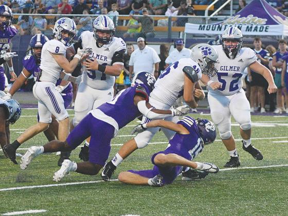 Gilmer sophomore fullback Madden Hopkins (46)