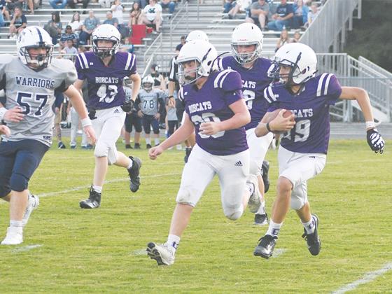 Clear Creek fullback Jackson Garland (30) leads the way for halfback Joshua Wooten (19), who scored two touchdowns versus Towns County last Wednesday.